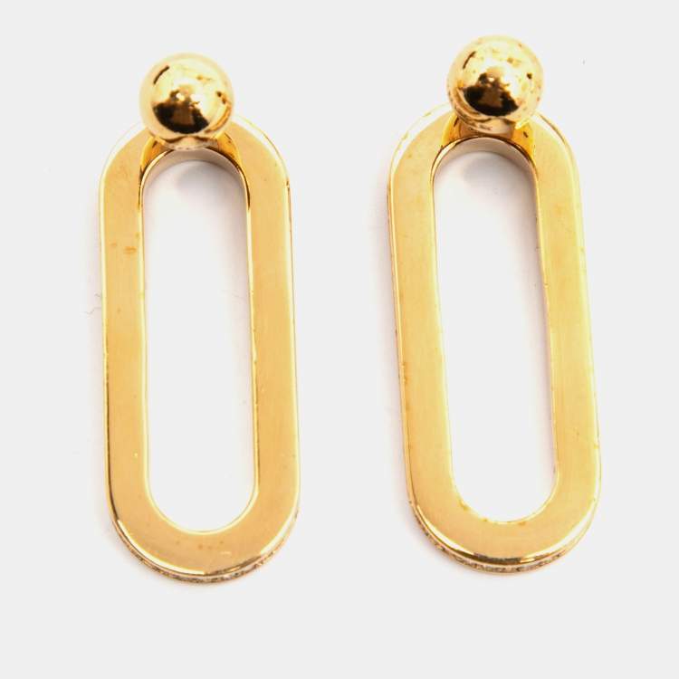 مملوكة مسبقًا Burberry Chain Link Crystals Gold Tone Earrings