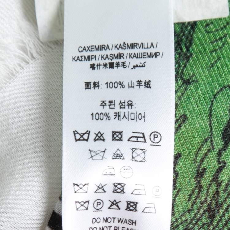 Pre Owned Burberry Opal Green Monkey Print Cashmere Scarf