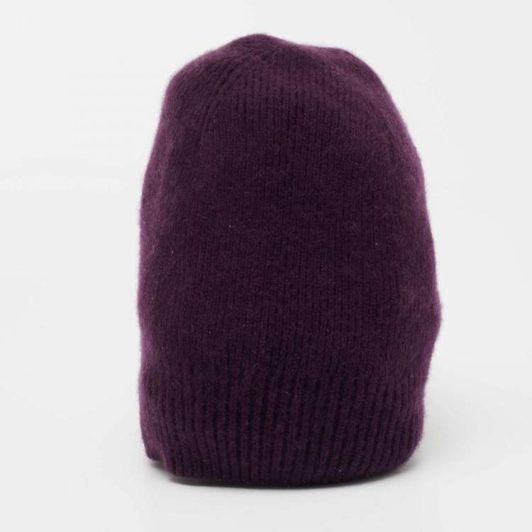 Pre Owned Burberry Purple Knit Cashmere Beanie