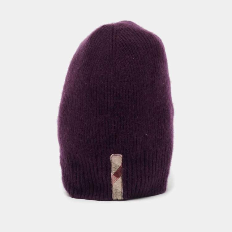 Pre Owned Burberry Purple Knit Cashmere Beanie