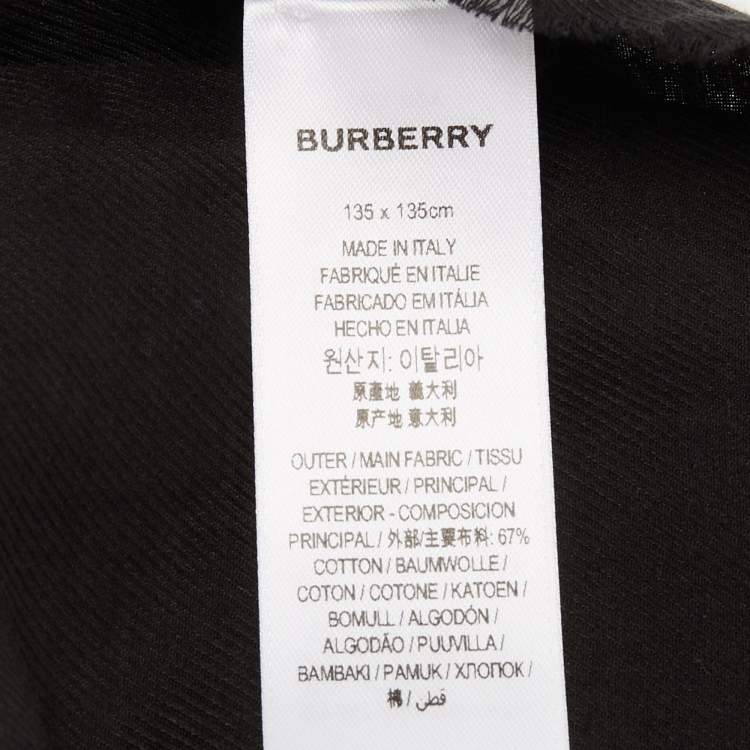 Pre Owned Burberry Black & Coral Octopus And Logo Graphic Print Silk Square Scarf