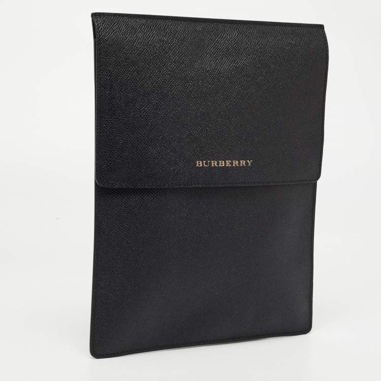Pre Owned Burberry Black Leather Tablet Sleeve 