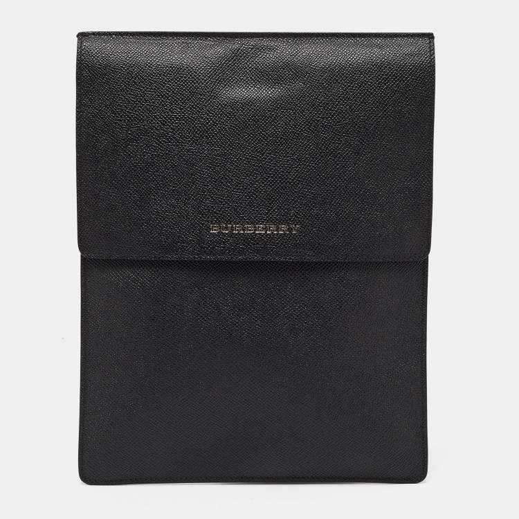 Pre Owned Burberry Black Leather Tablet Sleeve 