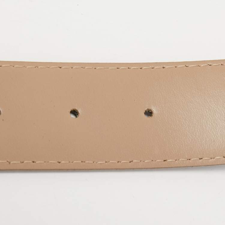 Pre Owned Burberry Beige Supernova Check Coated Canvas Heart Buckle Belt 95CM