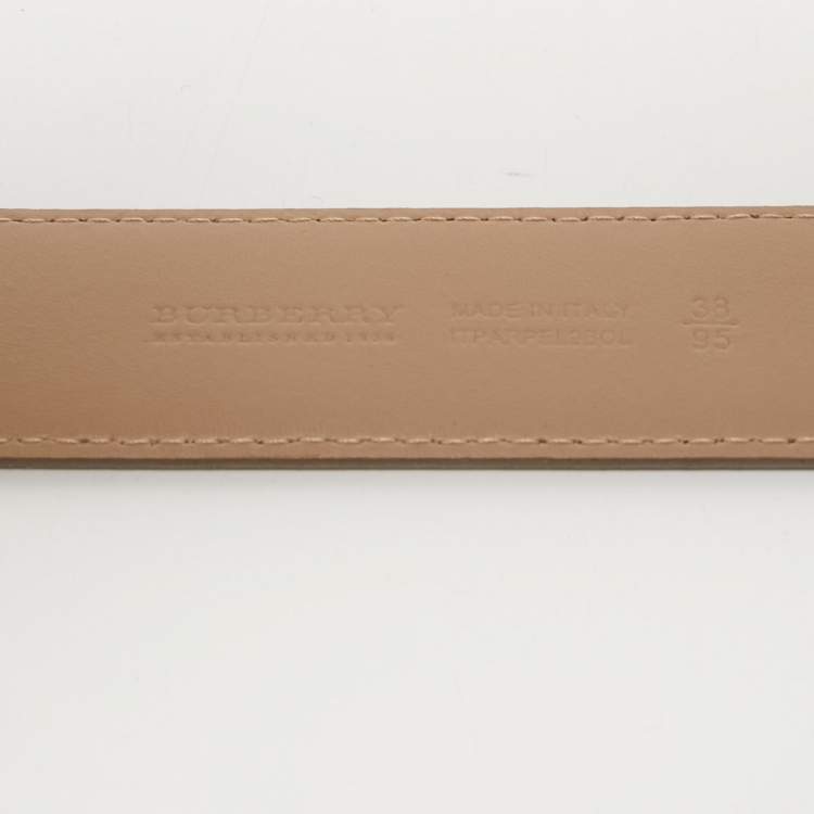 Pre Owned Burberry Beige Supernova Check Coated Canvas Heart Buckle Belt 95CM