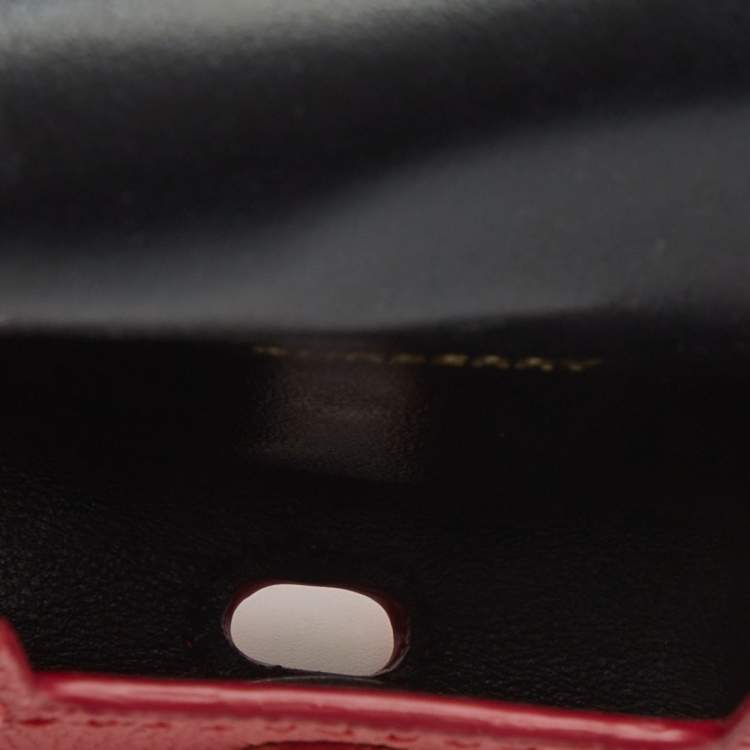Pre Owned Burberry Red Leather Earphone Case