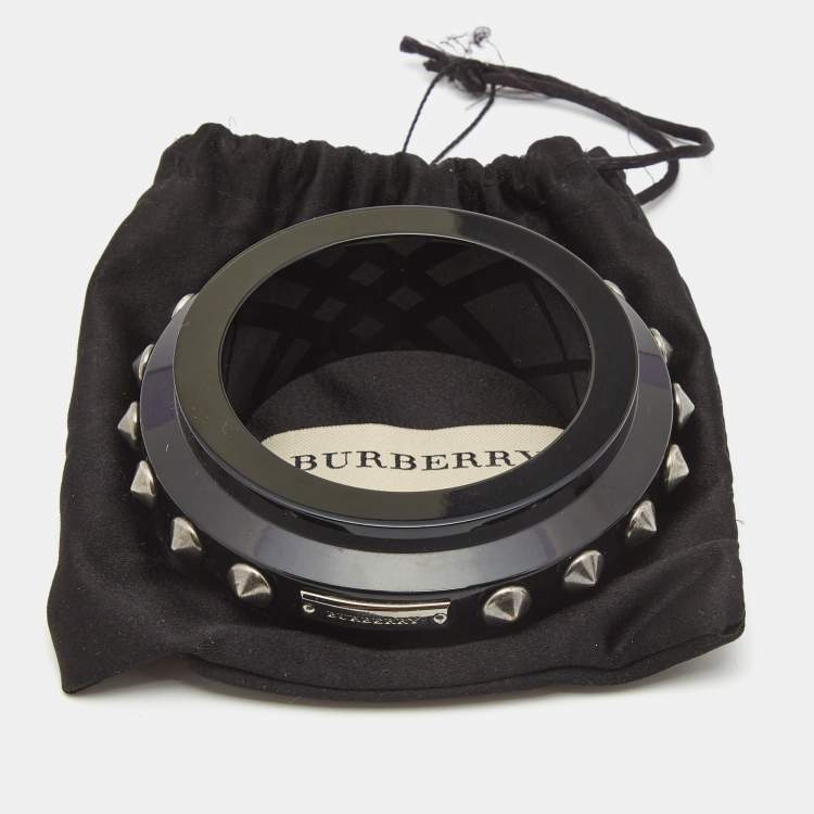 Pre Owned Burberry Black Resin Studded Bangle 