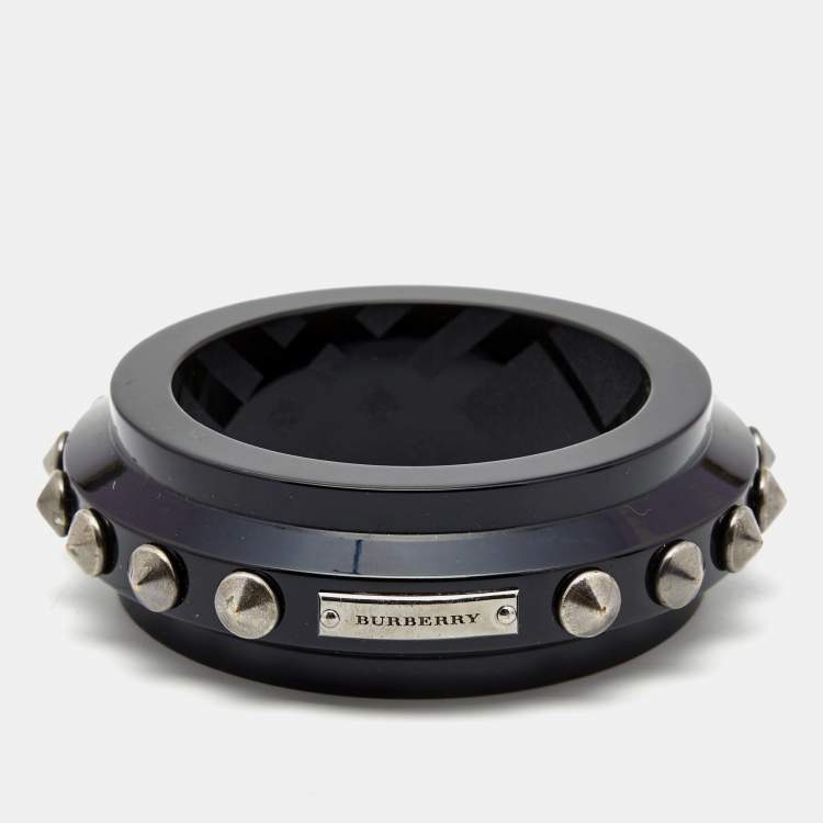 Pre Owned Burberry Black Resin Studded Bangle 
