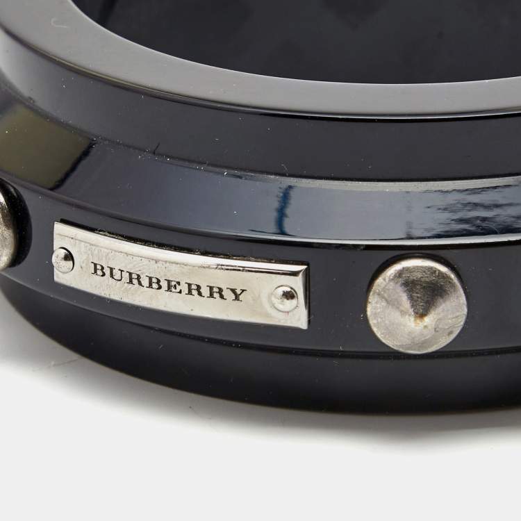 Pre Owned Burberry Black Resin Studded Bangle 