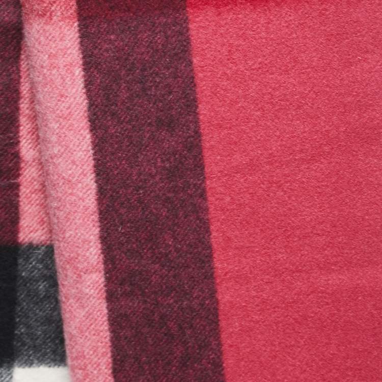 Pre Owned Burberry Red Giant Check Classic Cashmere Scarf