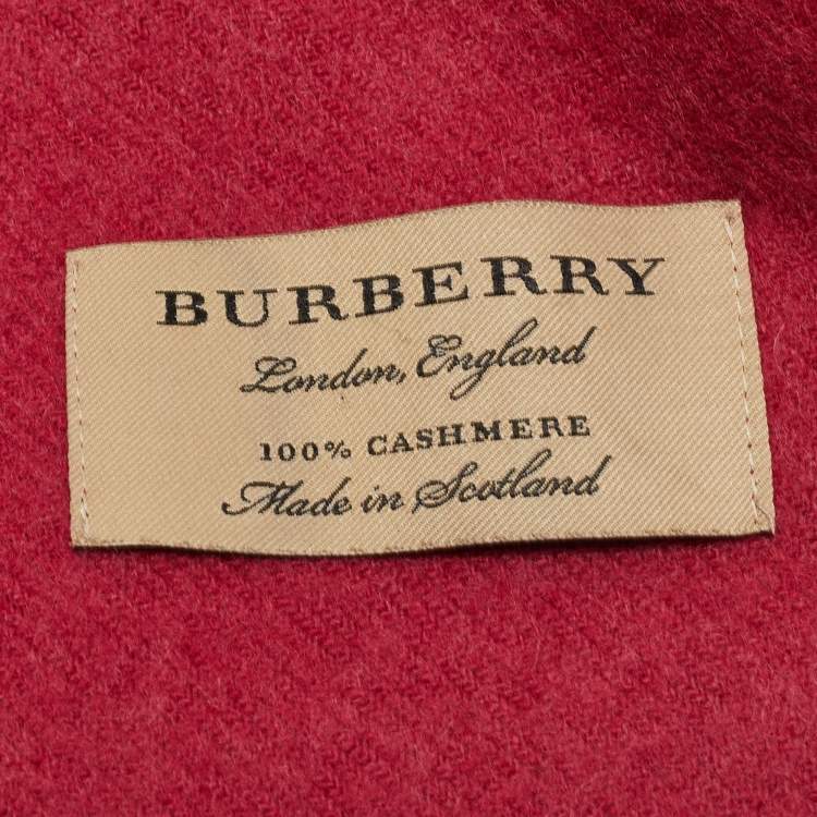 Pre Owned Burberry Red Giant Check Classic Cashmere Scarf