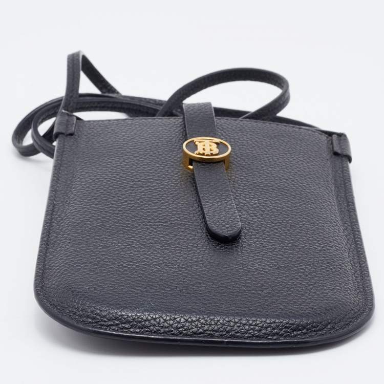 Pre Owned Burberry Black Leather Anne Phone Case Crossbody Bag