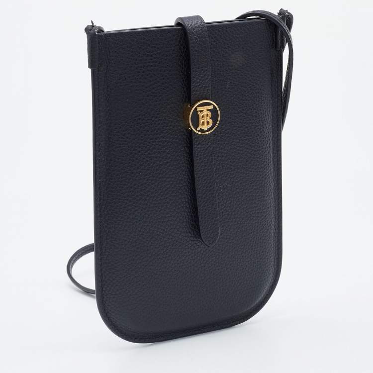 Pre Owned Burberry Black Leather Anne Phone Case Crossbody Bag