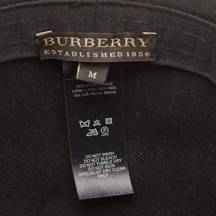 Pre Owned Burberry Black Wool Fedora Hat M