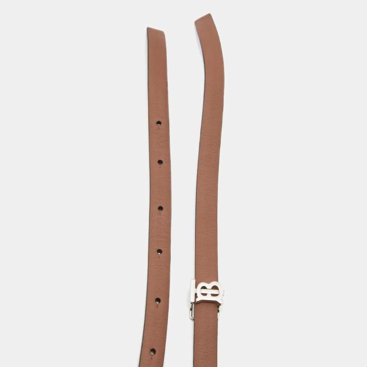 Burberry Black/Brown Leather TB Reversible Slim Waist Belt M