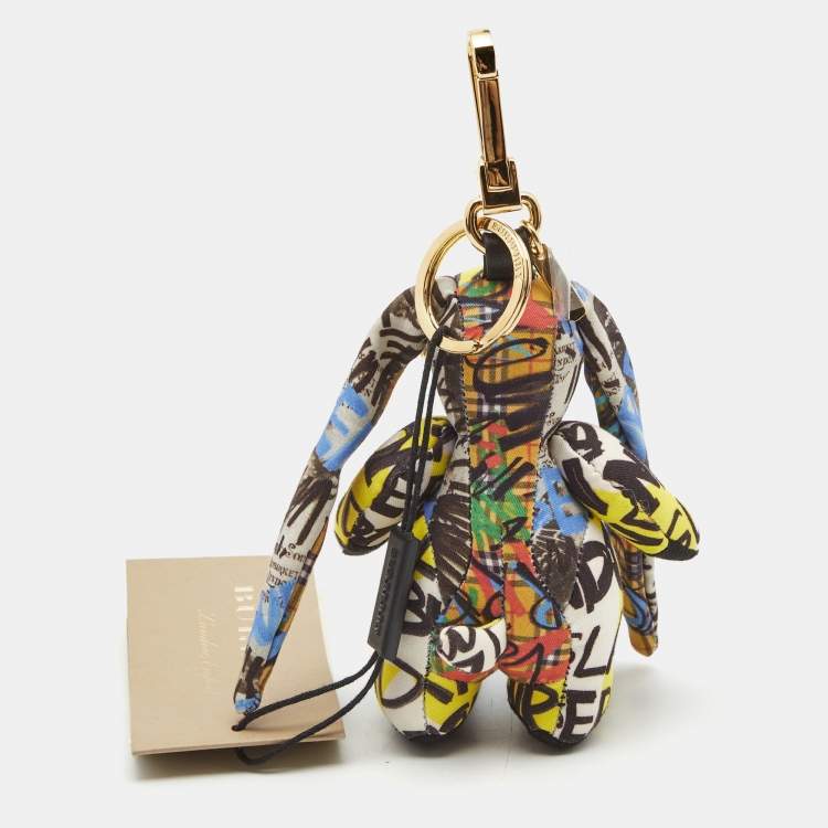 Pre Owned Burberry Multicolor Fabric Graffiti Hare Bag Charm 