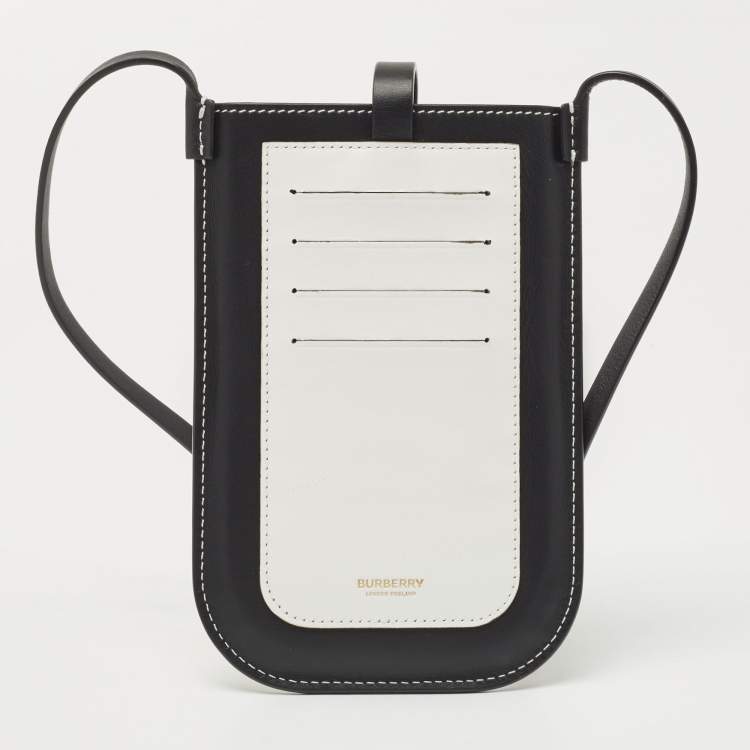 Pre Owned Burberry White/Black Leather Anne Phone Case