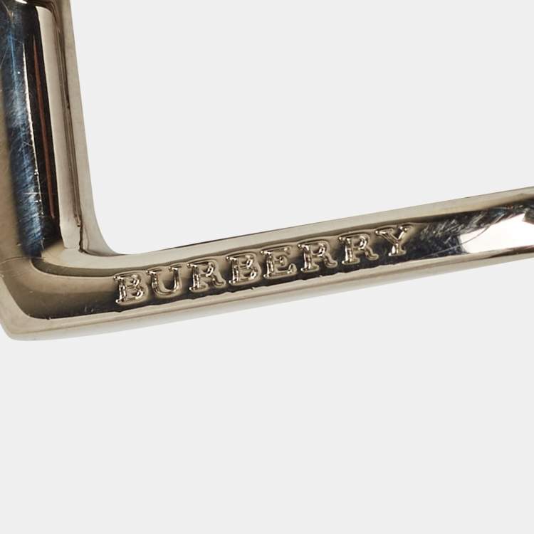 Pre Owned Burberry Blue/Black Leather Reversible Buckle Belt 80CM