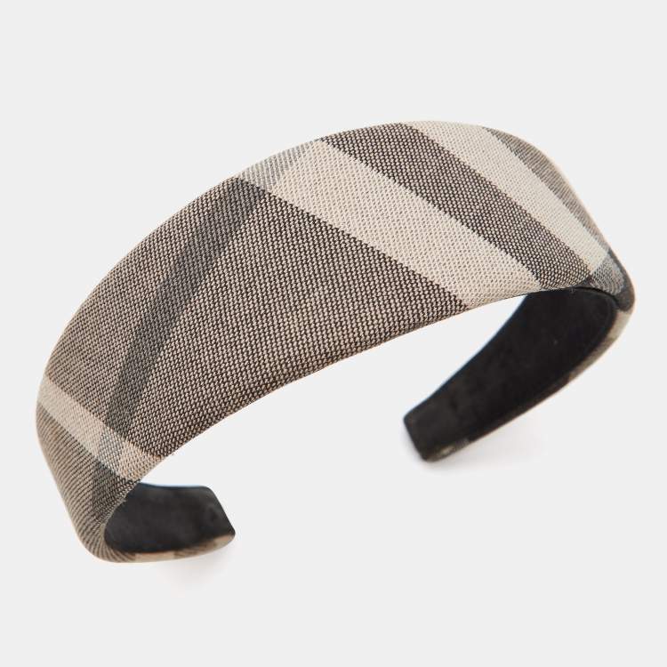Pre Owned Burberry Beige Shimmer Check Head Band