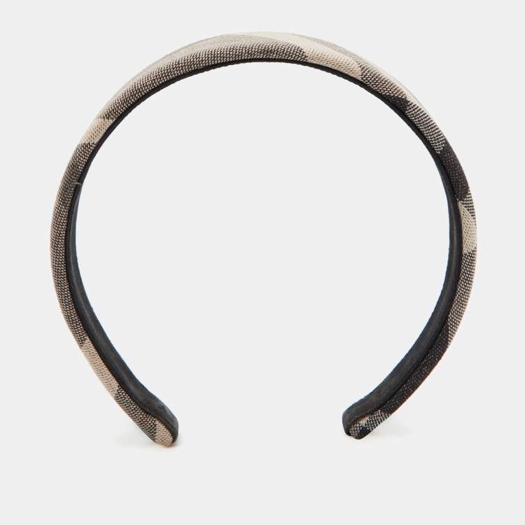 Pre Owned Burberry Beige Shimmer Check Head Band