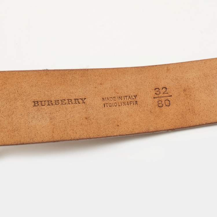 Pre Owned Burberry Brown Leather Triple Buckle Belt 80CM