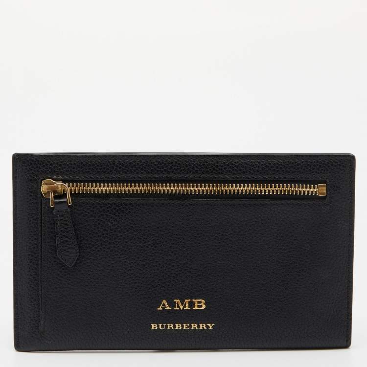 Pre Owned  Burberry Black Leather Document Travel Pouch