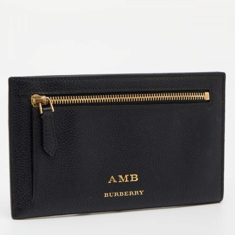 Pre Owned  Burberry Black Leather Document Travel Pouch