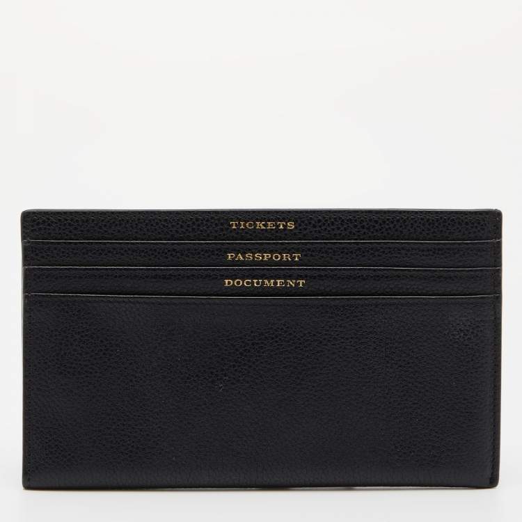 Pre Owned  Burberry Black Leather Document Travel Pouch