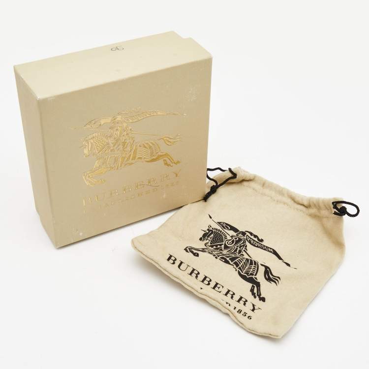 Pre Owned Burberry Metallic/Beige Nova Check Coated Canvas and Leather Double Buckle Belt 80CM
