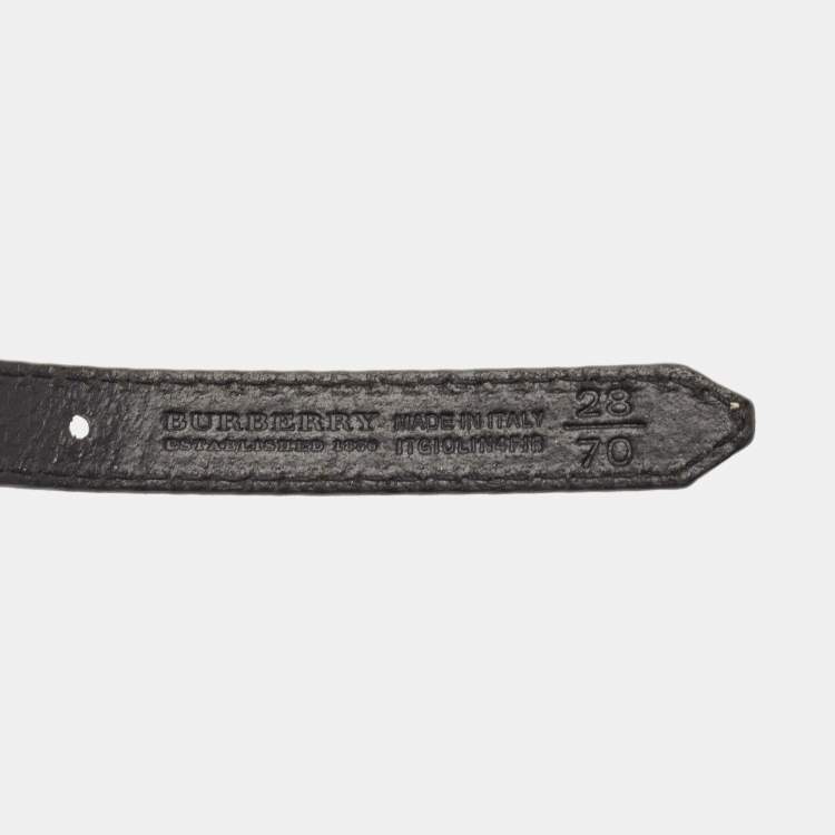 مملوكة مسبقًا Burberry Metallic/Black Whipstitch Leather Seabrook Slim Belt 70CM