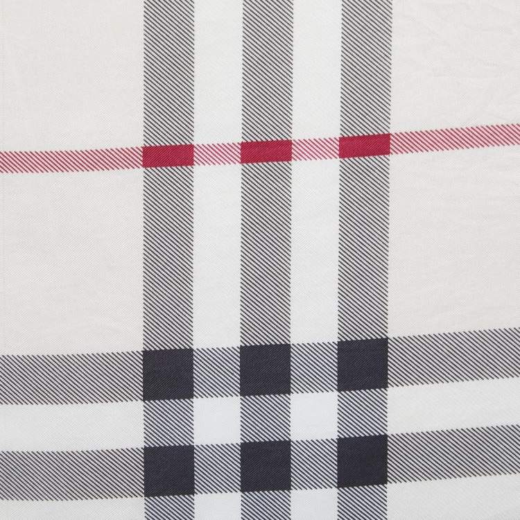 Pre Owned Burberry Beige Checked Satin Silk Square Scarf