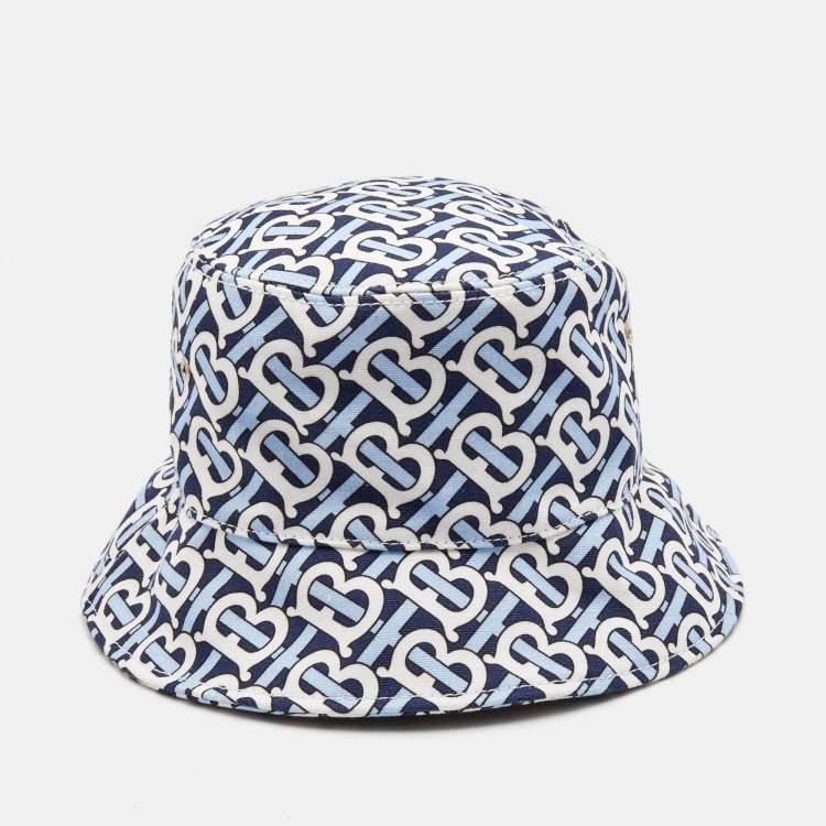 Christian Dior Blue Monogram Logo Print Bucket Hat