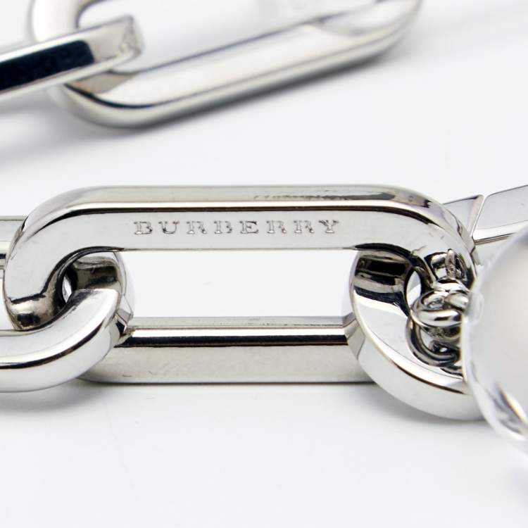 Pre Owned Burberry Palladio Glass Silver Tone Bracelet