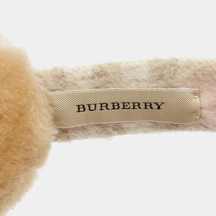 Pre Owned Burberry Pale Pink Nova Check Cashmere Ear Muffs