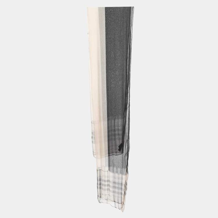 Pre Owned Burberry Beige Check Print Silk Chiffon Stole 