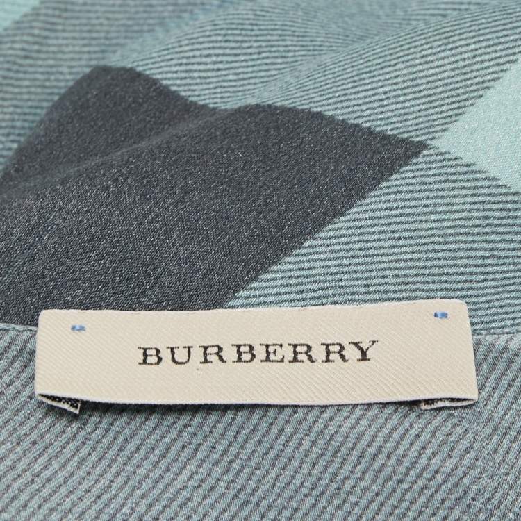 Pre Owned Burberry Green Vintage Check Silk Scarf