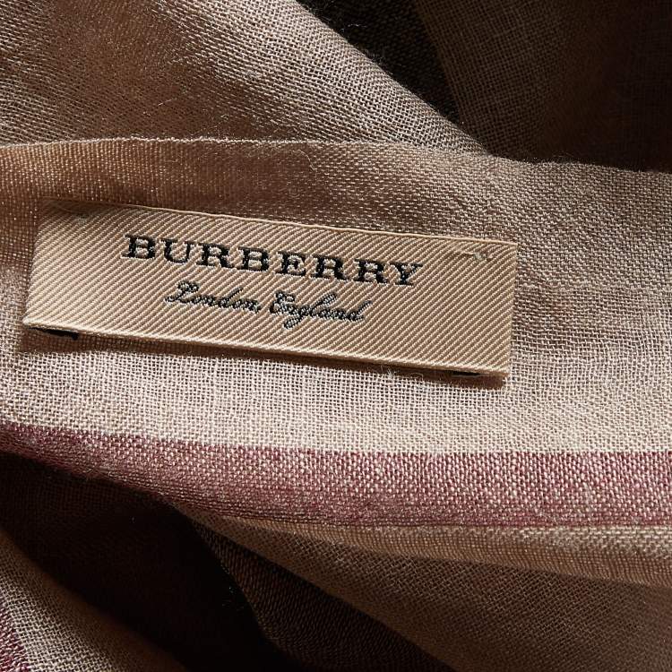 Pre Owned  Burberry Beige Vintage Check Wool & Silk Scarf