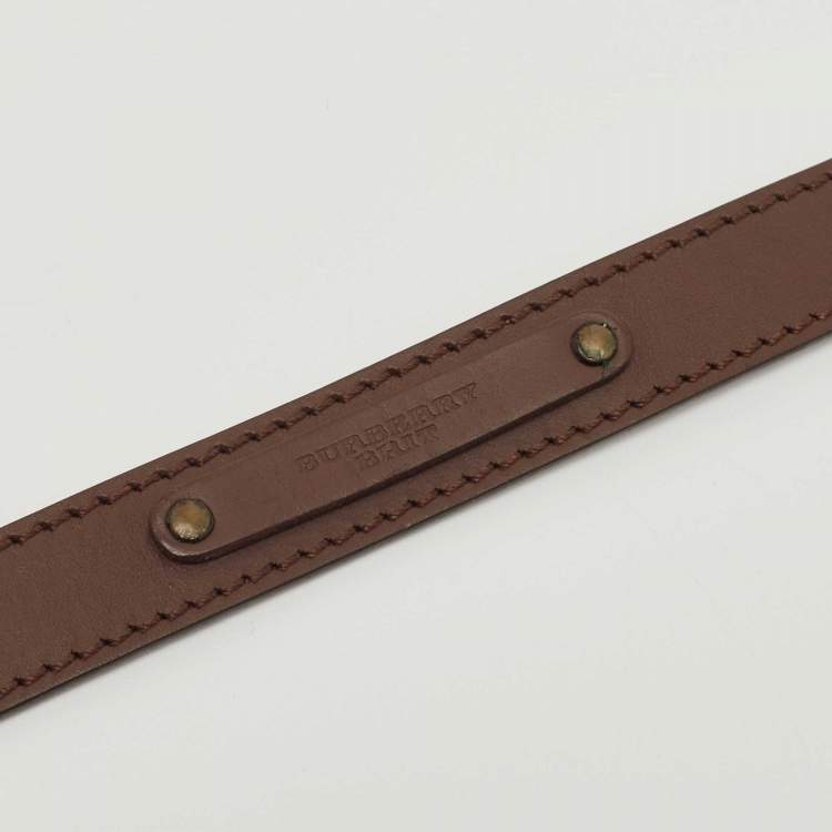 Pre Owned Burberry Dark Brown Leather Buckle Slim Belt
