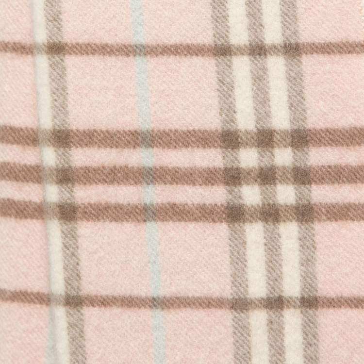 Pre Owned Burberry Pink Nova Check Cashmere Fringed Stole