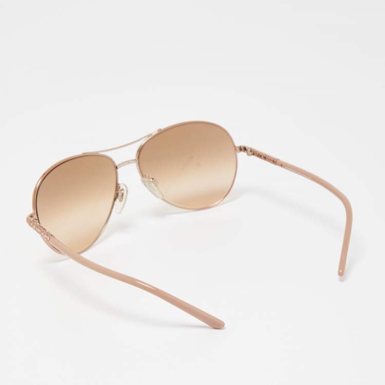 Pre Owned Burberry Rose Gold B3053 Acetate Gradient Aviator Sunglasses