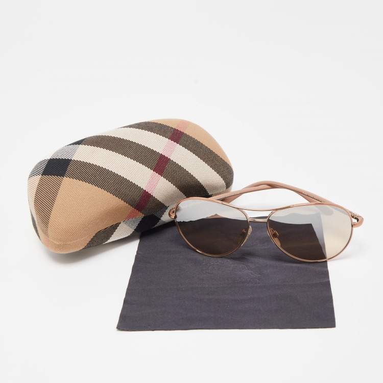 Pre Owned Burberry Rose Gold B3053 Acetate Gradient Aviator Sunglasses