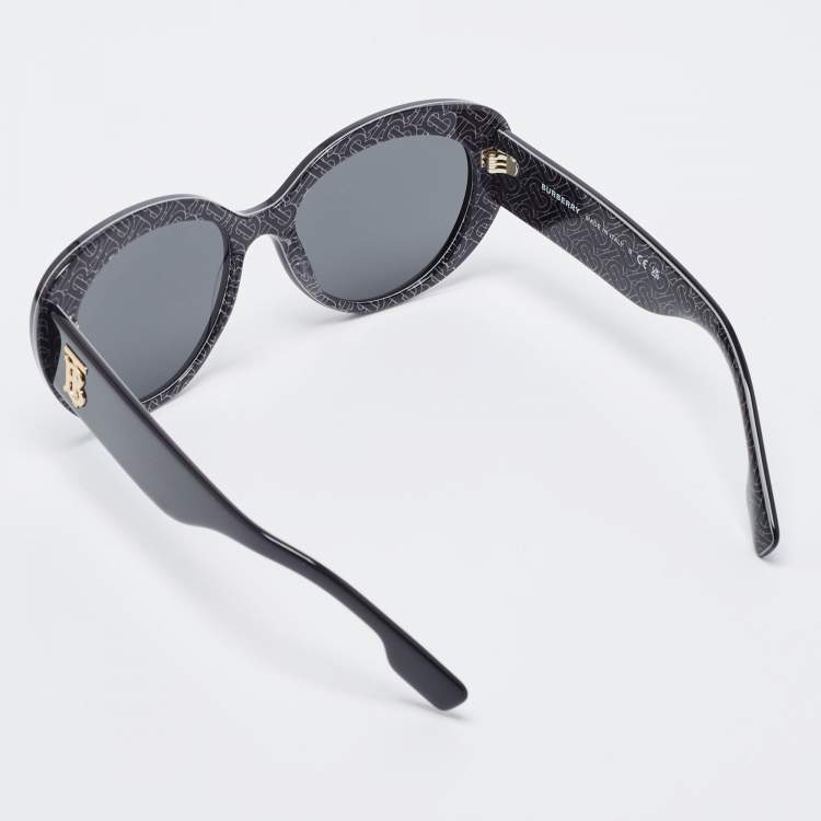 Pre Owned Burberry Black BE 4298 TB Logo Cat Eye Sunglasses