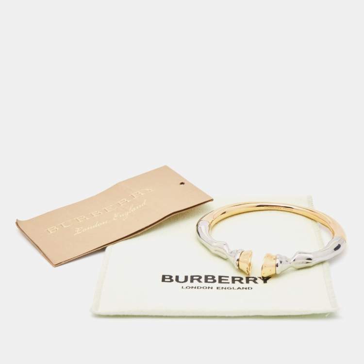 Pre Owned Burberry Hoof Three Tone Cuff Bracelet 