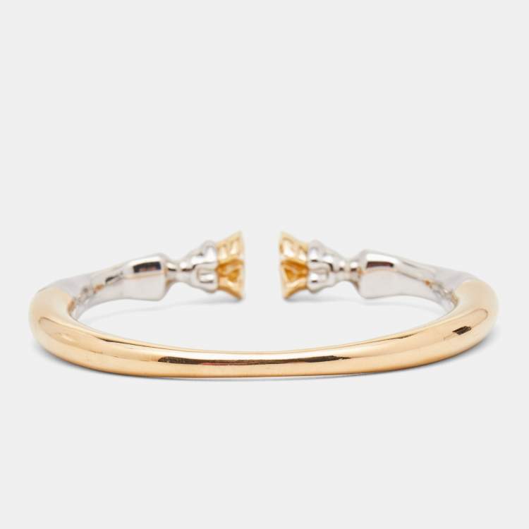 Pre Owned Burberry Hoof Three Tone Cuff Bracelet 