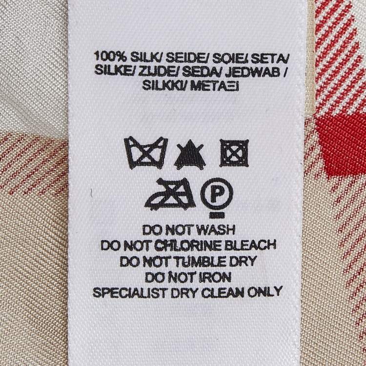 Pre Owned Burberry Beige House Check Print Silk Square Handkerchief
