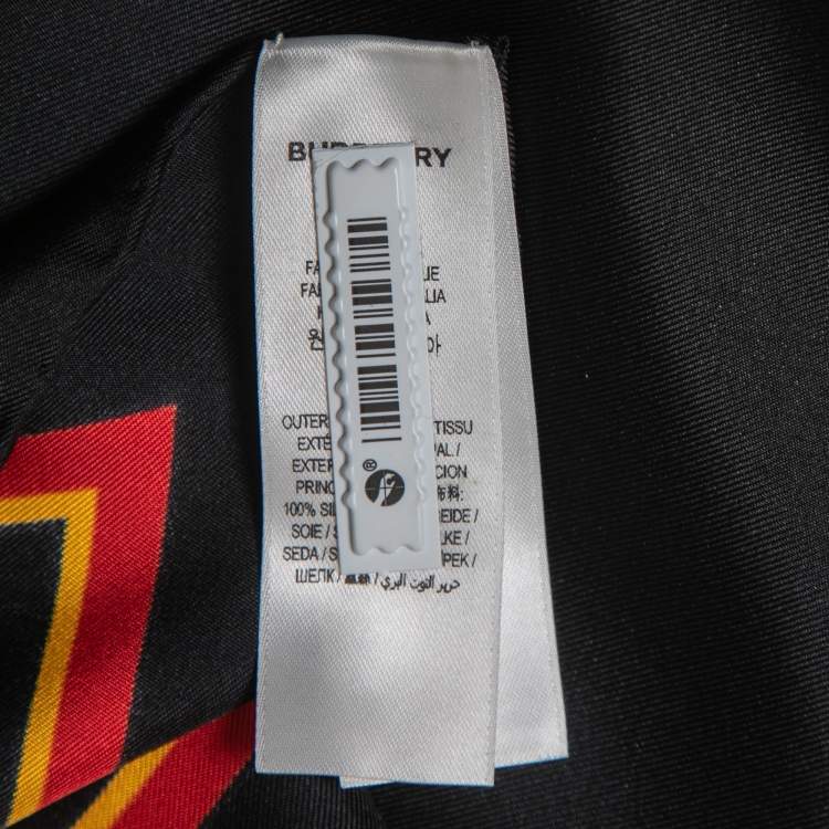Pre Owned Burberry Black labyrinth Printed Silk Square Scarf