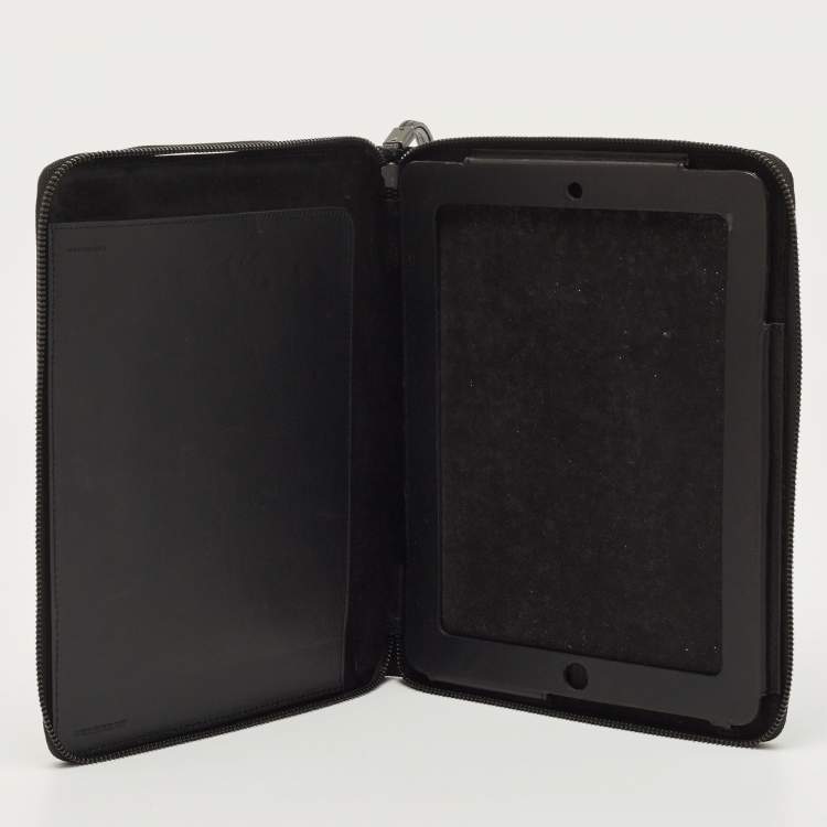 Pre Owned Burberry Black Leather Tablet Case