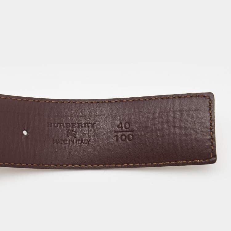 Pre Owned Burberry Beige Haymarket Coated Canvas Logo Plague Cut to Size Belt 100CM