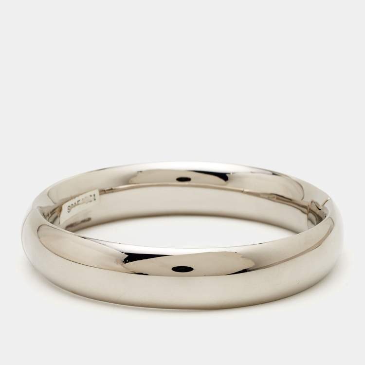 Pre Owned Burberry Horseferry Engraved Silver Tone Bracelet