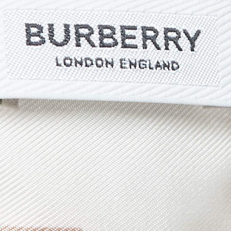 Pre Owned Burberry Red & White Logo Printed Silk Square Scarf